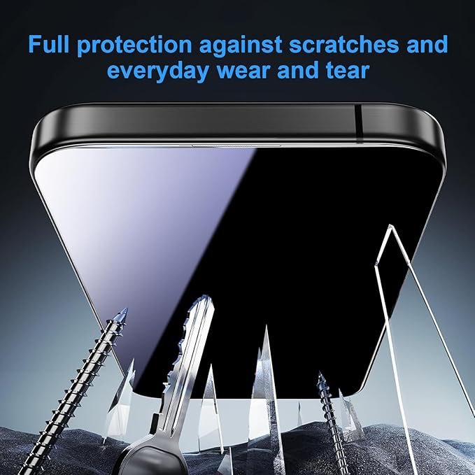 OneFish for iPhone 14 Pro Privacy Screen Protector 4-Way 360° Anti-Spy Tempered Glass 9H Hardness HD Clear Anti-Fingerprint 3D Curved Edges Case-Friendly &amp Easy Installation [2 Pack]