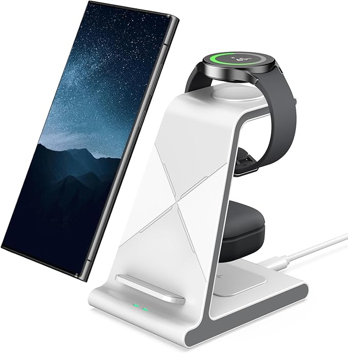 Wireless Charger for Samsung S25 Ultra Charging Station for Galaxy S25/S25 Edge/S24 Ultra/S24+/S24/S23/S22/Note 20/Z Flip 7/Fold 7 for Galaxy Watch 8/8 Classic/Ultra/7/6 Galaxy Buds 2 Pro/Pro