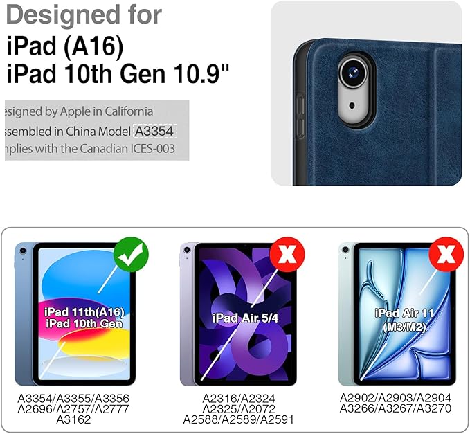 Antbox Case for iPad (A16) 11th Generation 11'' 2025/iPad 10th Generation 10.9'' 2022 with Built-in Pencil Holder Auto Sleep/Wake Function PU Leather Smart Cover (Blue)