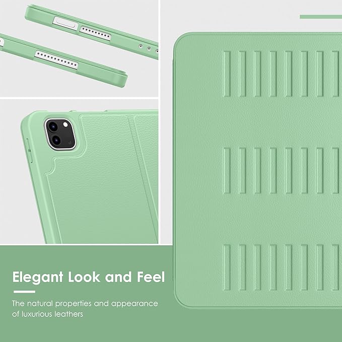 VIKESI Case for iPad Pro 12.9 6th / 5th / 4th / 3rd Generation Case 2022/2021/2020/2018Multiple Angles Magnetic Stand CoverShockproof Soft BackPencil Holderand Auto Sleep/WakeMatcha