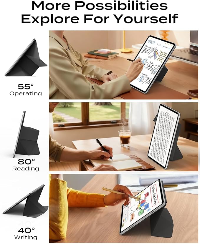 JKSML Dynamic Folio Case for iPad Air M4/M3/M2 11 &amp Air 4th/5th Gen 10.9 Detachable Pencil Holder 20+ Multi-Angle Origami Cover Slim &amp Ergonomic &amp Powerful Magnetic - Black
