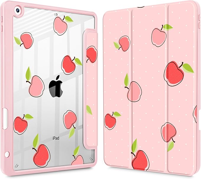 May Chen for iPad 9th Generation with Pencil Holder iPad 8th/7th Gen Case 10.2-inch [Penceil Holder] Trifold Stand Auto Wake/Sleep Clear TPU Protection Back Cover Apple Pattern