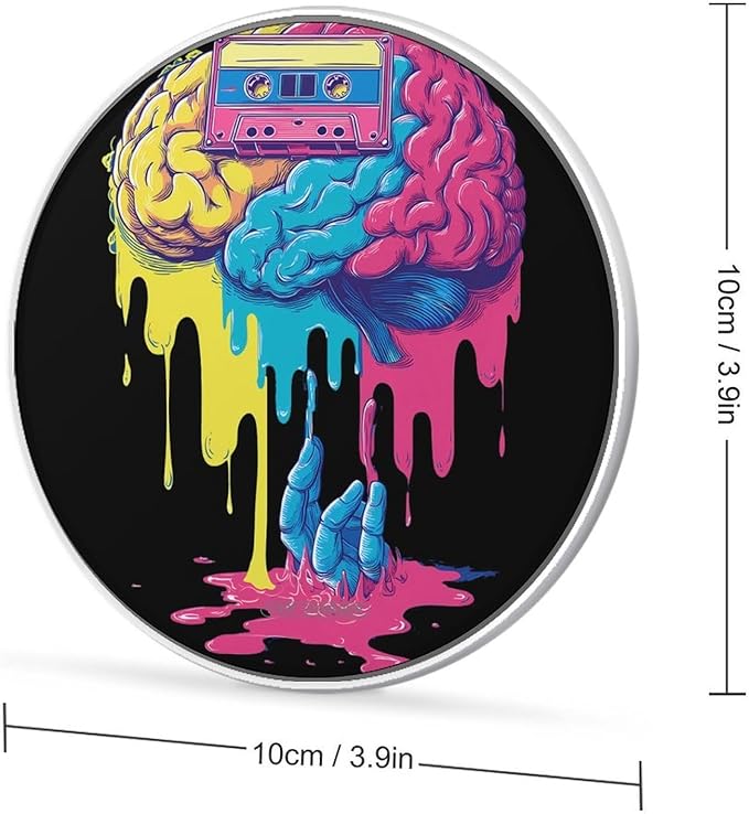 Music Brain Cassette Tape Phone Charger Magnetic Charging Pad Anti-Slip with USB Cable