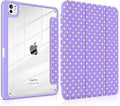 Case for iPad Pro 11 Inch (M5 2025 M4 2024) – [Built-in Pencil Holder] Shockproof &amp Stylish Clear Hard Back + Soft TPU Edge Magnetic Trifold Stand Auto Wake/Sleep Purple White dot