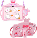 for Samsung Galaxy Tab A9 Plus 11 inch Case for Kids Girls with Adjustable Shoulder Straps Handle Wallet Rabbit Soft Silicone Tablet Cover for Tab A9+ 11'' 5g 2023(Pink)