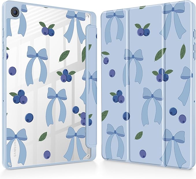 Tuiklol for Samsung Galaxy Tab A9+ Tablet 11” / A9+ Plus 2024 2023Buit-in S-Pen Holder with Clear Protective Cover Transparent Back Shell Auto Wake/Sleep Samsung Tab A9 Plus CoverBlue-Berries