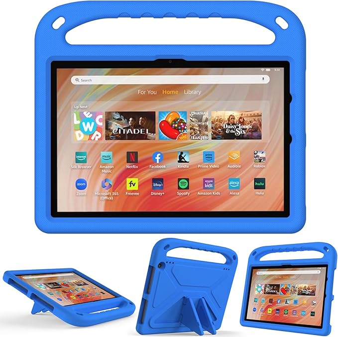 Dteck Kids Case for Fire HD 10 &amp HD 10 Plus Tablet(13th/11th Generation 2023/2021 Release)Lightweight Shockproof Kid-Proof Cover with Handle Stand for Kindle Fire HD 10 Kids Tablet 2023 2021 Bl