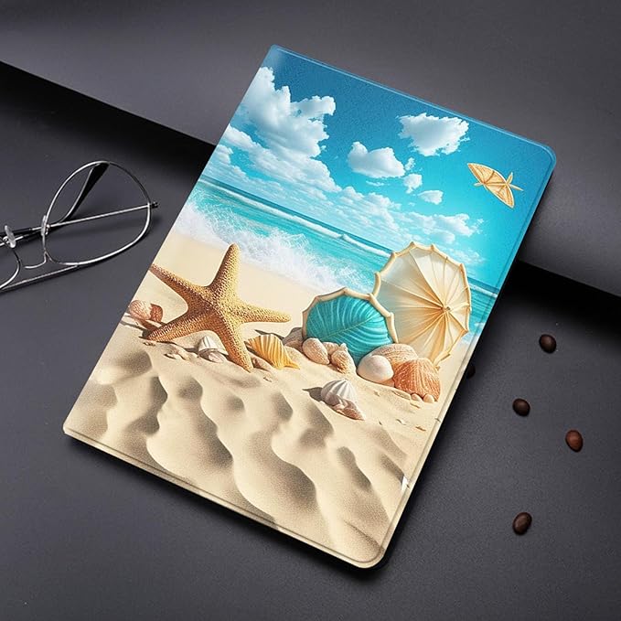 Case for iPad Pro 13 Inch M4 (iPad 7th Generation 2024)Adjustable Stand Auto Wake/Sleep Function Full Body Protection Cover - Summer Beach