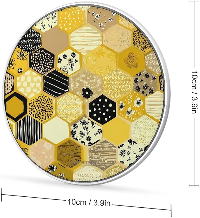 Honeycombs Floral Stripes Polka Dots Fast Portable Charger 10W Funny Graphic Phone Charging Pad with USB Cable