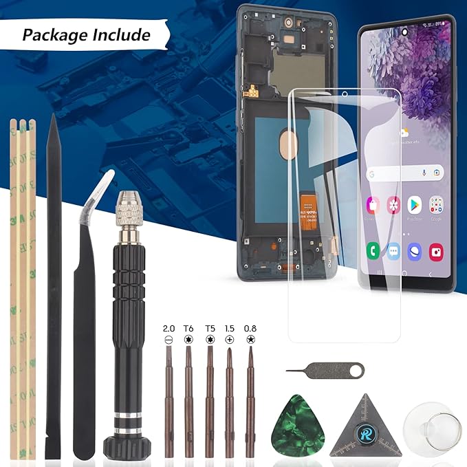 Screen for Samsung Galaxy S20 FE 2022/S20 FE 5G Screen Replacement for Samsung S20 FE SM-G781 G781B G781U G781F/DS G781W LCD Touch Display Digitizer Assembly with Tools(Black with Frame)