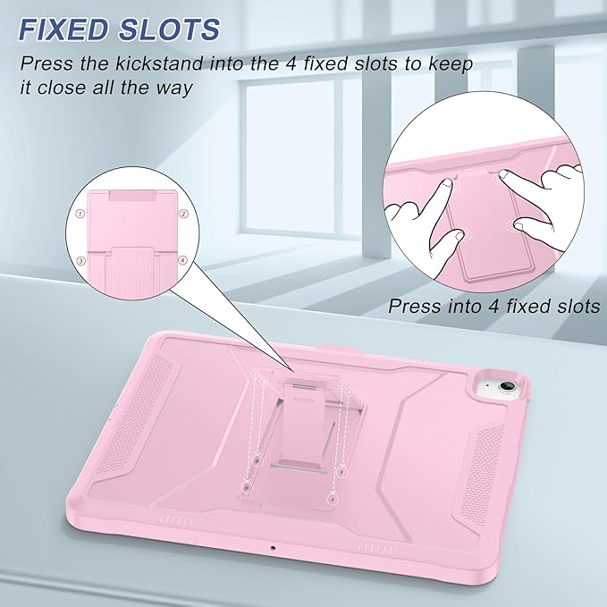 Soke Case for iPad Air 13-Inch M4 2026 M3 2025 &amp M2 2024with Built-in Screen Protector and Kickstand Rugged Full-Body Heavy Duty Protective Cover for Apple iPad Air 13 - Pink