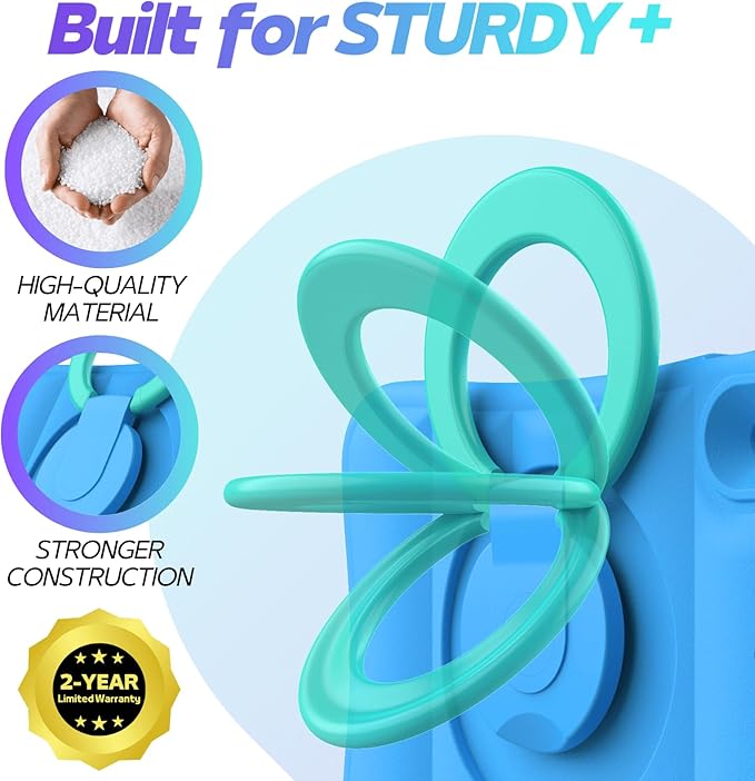 MRWHO Kids Case for iPad 9th 8th 7th Generation 10.2 inch – Sturdy Lightweight Flexible Shockproof Stand Handle Girls Boys Cover for iPad 9 8 7 Gen 2021/2020/2019 Blue