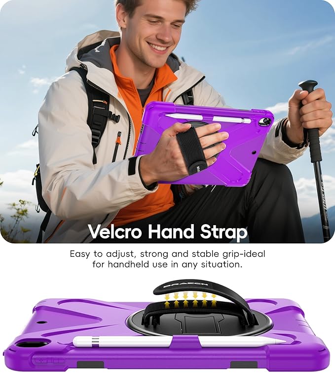 BRAECN Case for iPad Air 3rd Generation 2019 / iPad Pro 10.5 inch 2017 Rugged Heavy Duty Shockproof Cover with Pencil Holder 360° Rotating Kickstand &amp Adjustable Hand Strap &amp Shoulder Strap