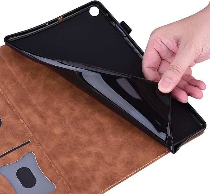for Samsung Galaxy Tab S10 FE+ / S10 FE Plus 13.1 Inch X620 / X626B Tablet PC Case Bracket Type Adjustable Fixing Strap Card Slot Tablet Cases(Brown)