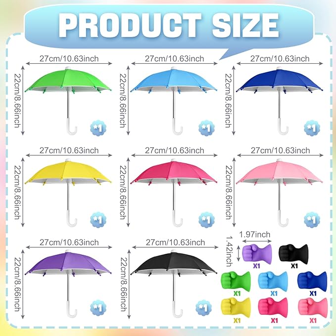 8 Sets Phone Umbrella for Sun Phone Umbrella Cell UV Protection Adjustable Sunshade with Hand Style Suction Cup Outdoor Sun Shield Sunshade for Summer Beach Holiday (Lovely)