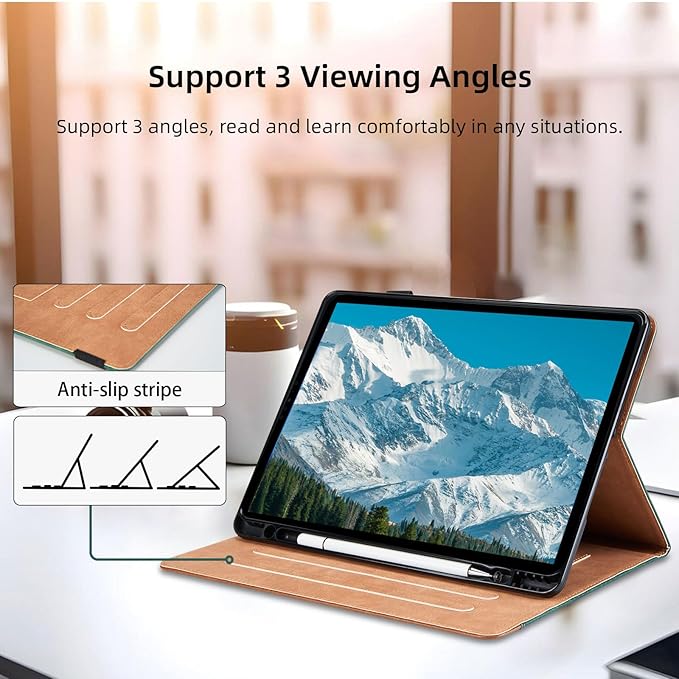Case for Samsung Galaxy Tab S10 Lite/S10 FE/S9 FE 10.9 Inch/S9 11 Inch - Multi-Angle Stand Cover with Pocket PU Leather Folio Case with Magnetic Clasp Auto Wake/Sleep Smart Tablet Cover Green