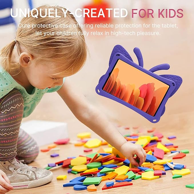 JGY Fire HD 10 Kids Tablet 10.1 11th Gen Pretty Butterfly Case for Kids Girl EVA Foam Full Cover Sturdy Fire HD 10 Case with Stand Pencil Holder Shockproof Rugged Case for Fire HD 10 Tablet(Purple)
