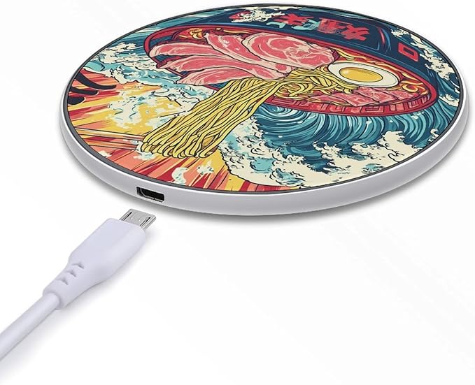 Ramen Chicken Flavor Noodle Soup Wireless Charger Anti-Slip Wireless Charging Pad Slim Charger Mat for Men Women