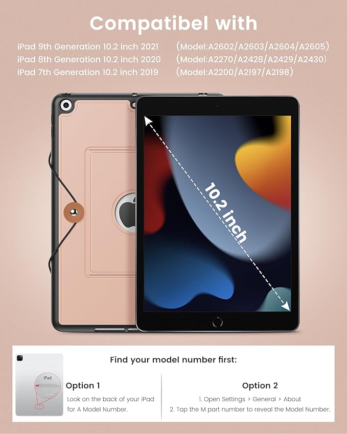 INFILAND Keyboard Case for iPad 9th/8th/7th Generation 10.2 Inch 7-Color Backlight &amp High Precision Trackpad Slim Detachable Folder Style Keyboard Case with Pencil Holder (Rose Gold)