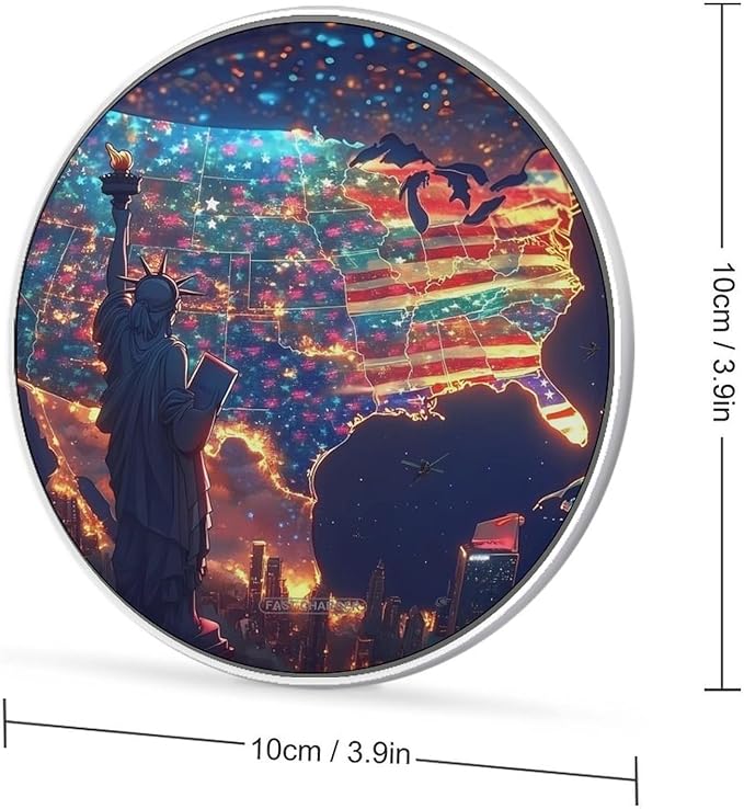 USA Flag Map Statueliberty Wireless Charger Anti-Slip Wireless Charging Pad Slim Charger Mat for Men Women