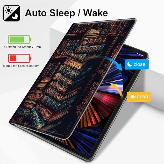 for Amazon Fire HD 8 Tablet Case (12th/10th Generation 2024/2022/2020 Release)-Slim PU Leather Adjustable Stand Smart Cover with Auto Wake/SleepLibrary