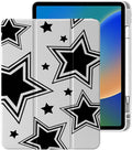 Cute Y2K Star for iPad Pro 11 Inch Case (M5/M4) 2025/2024 with Pencil Holder Auto Sleep/Wake Grey Leather Clear Acrylic Back Cover