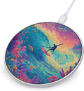 Surfer Riding Wave Sea Coral Dreamy Fast Portable Charger 10W Funny Graphic Phone Charging Pad with USB Cable