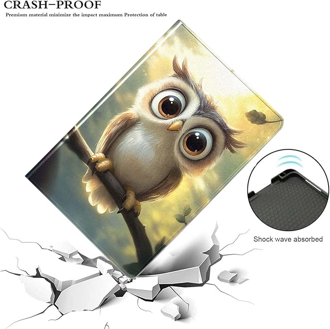 for iPad Air 3 10.5 2019/iPad Pro 10.5 2017 CasePU Leather Cover with Auto Wake/SleepMulti-Angle Viewing Adjustable Stand.Cute Owl Art