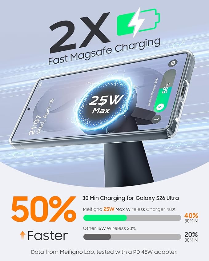 25W Magnetic Wireless Charger for Samsung Galaxy S26 Ultra &amp 45W Adapter 3 in 1 Charging Station Design for MagSafe Samsung Charger for S25/Z Fold7 Charger Stand for Galaxy Watch Ultra 8 for Bu