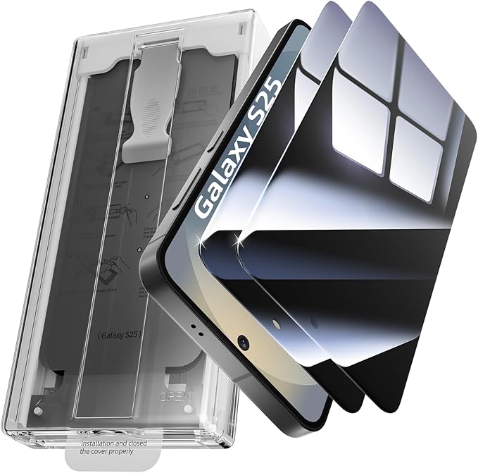 X-it for Samsung Galaxy S25 Screen Protector Privacy 6.2 [Auto Alignment/Dust Removal]Bubble-Free[100% Ultrasonic Fingerprint ID] Easy Installation Full Coverage Anti-Spy [Non-Glass] 2 Packs