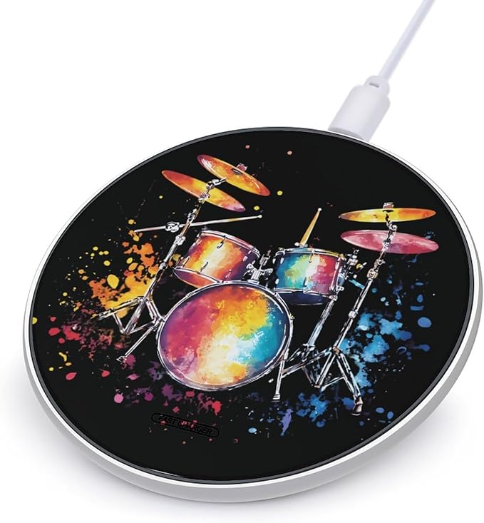 Watercolor Drum Splashes Phone Charger Magnetic Charging Pad Anti-Slip with USB Cable