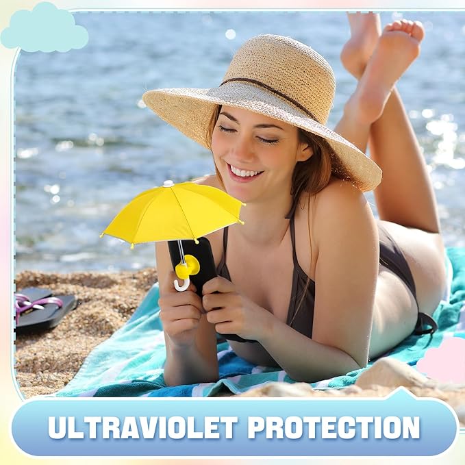 8 Sets Phone Umbrella for Sun Phone Umbrella Cell UV Protection Adjustable Sunshade with Hand Style Suction Cup Outdoor Sun Shield Sunshade for Summer Beach Holiday (Lovely)