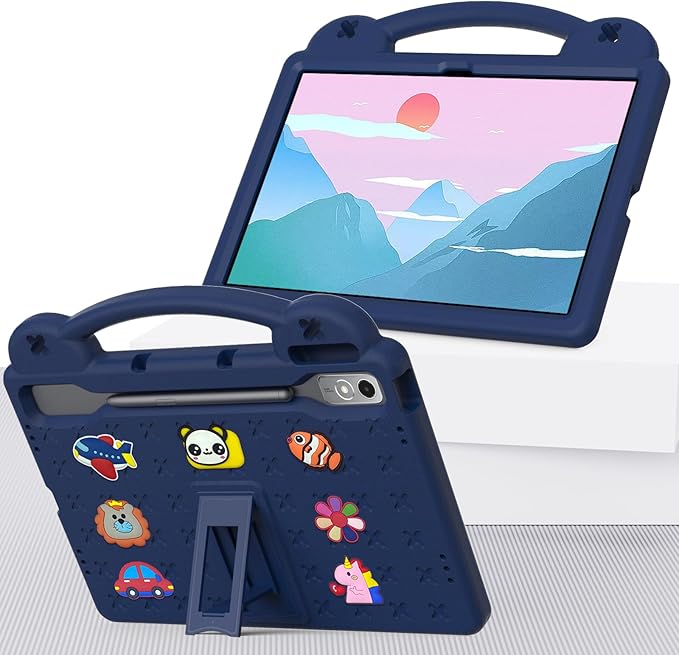 Compatible with Lenovo Tab P12 12.7 inch(2023) Tablet Case Lightweight Shockproof Protective Case with Shoulder Strap &amp Stand Handle for Girl Kid Gift - Navy Blue