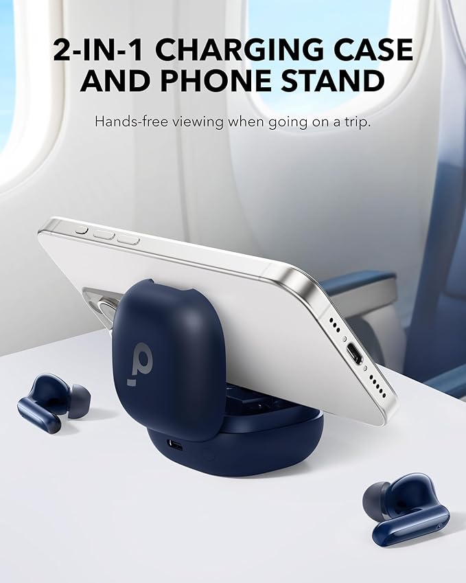 Soundcore P40i by Anker Noise Cancelling Wireless Earbuds Adaptive Noise Cancelling to Environments Heavy Bass 60H Playtime 2-in-1 Case and Phone Stand IPX5 Wireless Charging Bluetooth 5.3