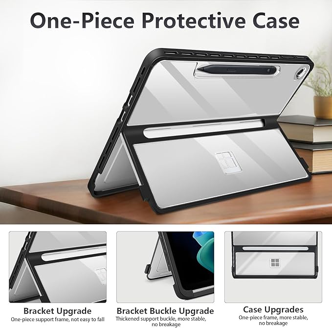 Protective Case for Microsoft Surface Pro 12 inch 2025 | Fall-Resistant Cover Compatible with Built-in Kickstand &amp Magnetic Slim Pen Storage &amp Type Cover Keyboard | Transparent