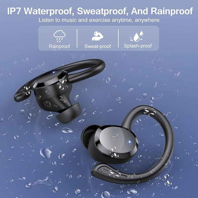 Ear Buds Wireless Bluetooth Earbuds Bluetooth 5.4 Headphones 68hrs Playtime Sport Earphones with LED Display ENC Noise Cancelling Mic IPX7 Waterproof Earbuds with Hook for Sports/Workout/Running