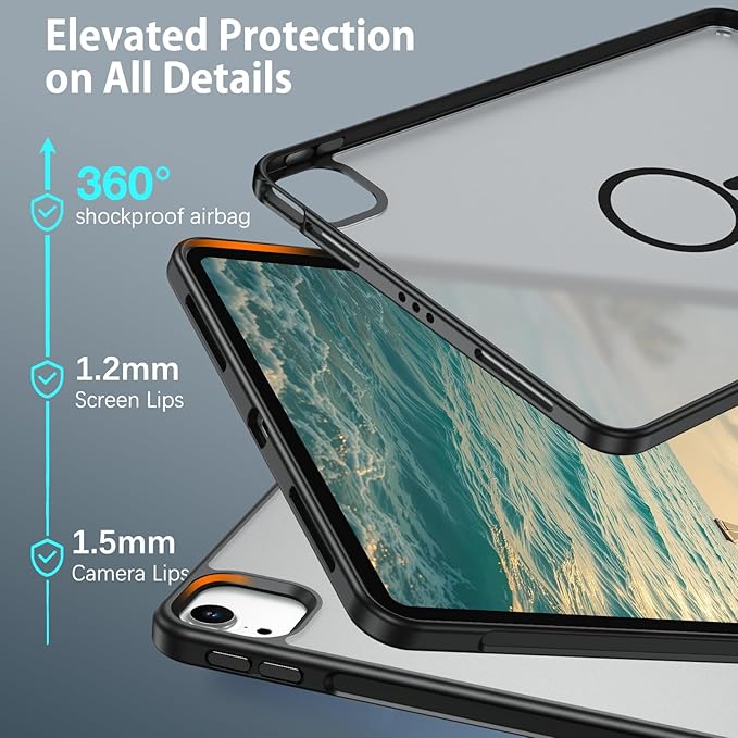 BENTOBEN for iPad Air 11 Inch Case M3/M2 (2025/2024) iPad Air 7th/6th Gen Magnetic CaseTranslucent Matte Shockproof Protective Tablet Cover for iPad Air 5th/4th Generation 10.9 2022/2020 Black