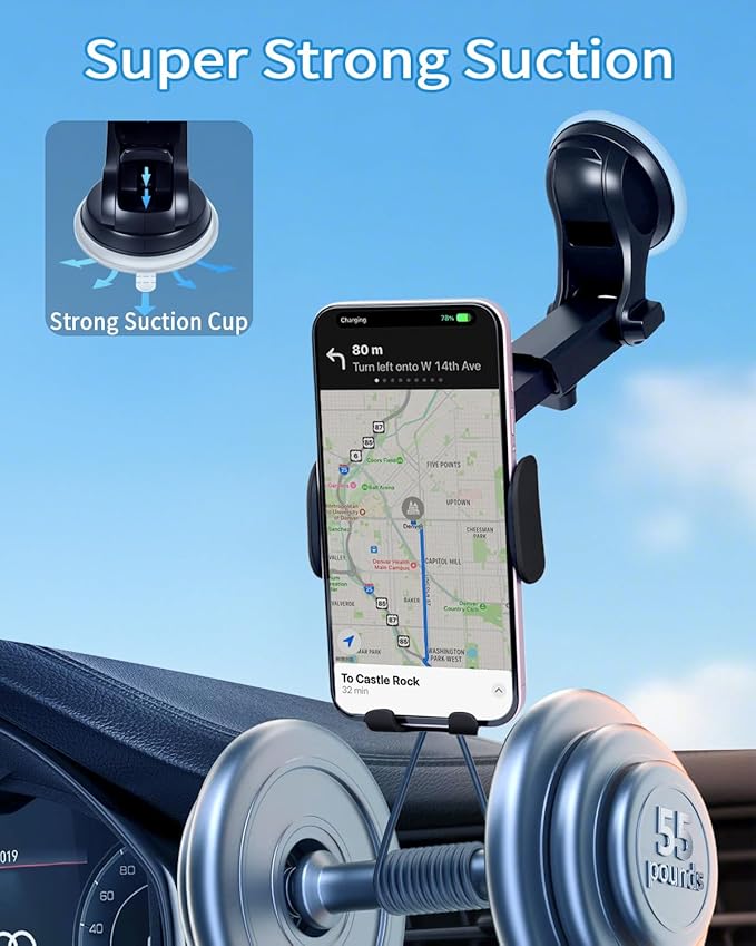 Wireless Car Charger Auto-Clamping 3-in-1 Phone Mount - 15W/10W/7.5W Fast Charging Car Accessories Compatible with iPhone 16/15/14/13/12/11/Xs/XR Samsung S23 Ultra/S22/S21/S20/S10+/S9(Black)