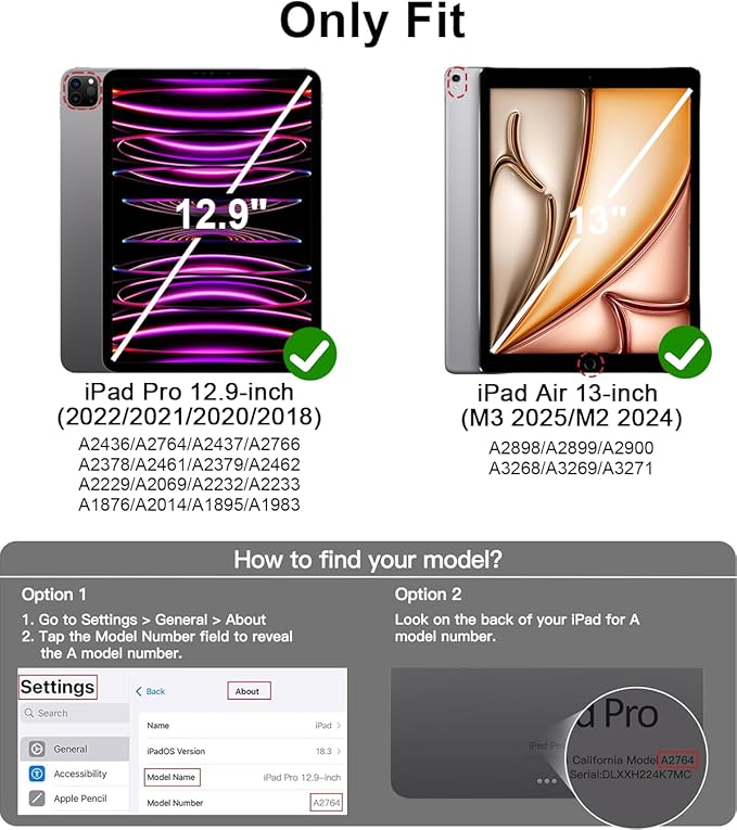 for iPad Pro 12.9 Case (6th/5th/4th/3rd Generation 2022/2021/2020) &amp ipad Air 13 inch case (M3 2025/M2 2024) with Pencil Holder Smart Slim Trifold Stand Case with Soft TPU Back (Cream White)