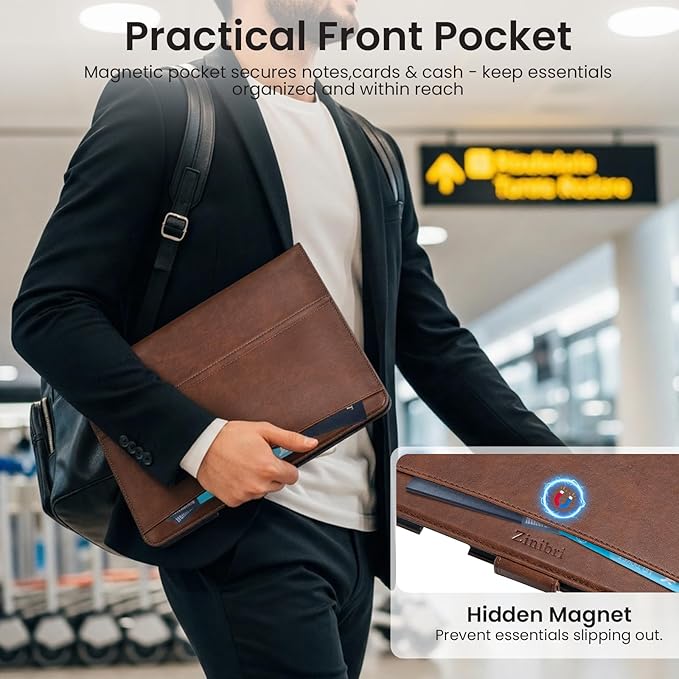 Handcrafted Case for iPad Pro 11 Inch M5 2025/M4 2024 with Pencil Holder &amp Hand Strap &amp PocketAuto Sleep/WakeMagnetic ClosureMulti Angles Stand CoverProtective Folio PU LeatherDark Brown