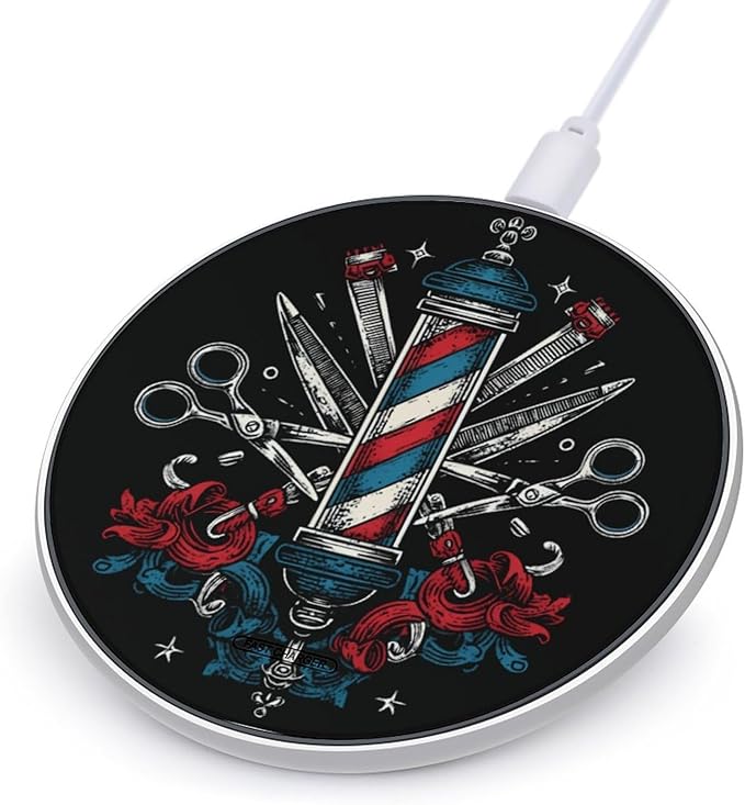 Barber Pole Scissors Clippers Tools Phone Charger Magnetic Charging Pad Anti-Slip with USB Cable