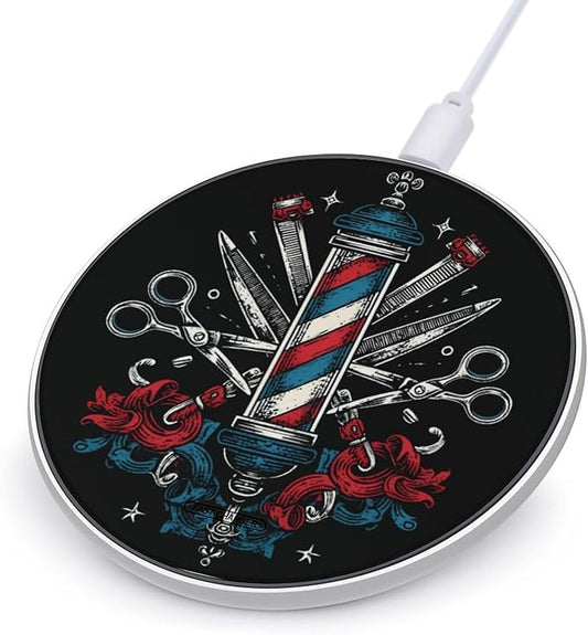 Barber Pole Scissors Clippers Tools Phone Charger Magnetic Charging Pad Anti-Slip with USB Cable