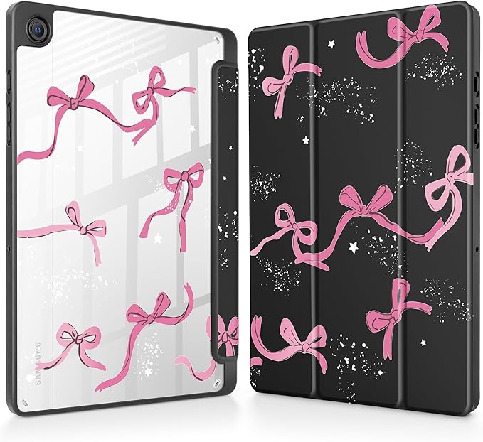 Tuiklol for Samsung Galaxy Tab A9+ Tablet 11” / A9+ Plus 2024 2023Buit-in S-Pen Holder with Clear Protective Cover Transparent Back Shell Auto Wake/Sleep Samsung Tab A9 Plus CoverBow-Black