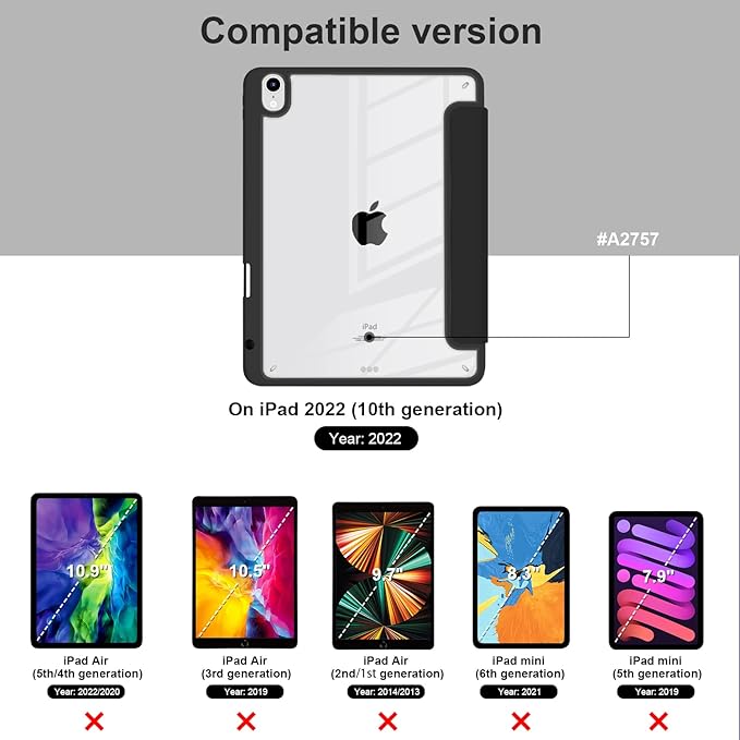 Batianda Hybrid Case for New iPad 11 2025 A16 Chip/iPad 10 2022 10.9-inch [Built-in Pencil Holder] Shockproof Cover with Clear Transparent Back Shell TPU BumperAuto Sleep/Wake Plants