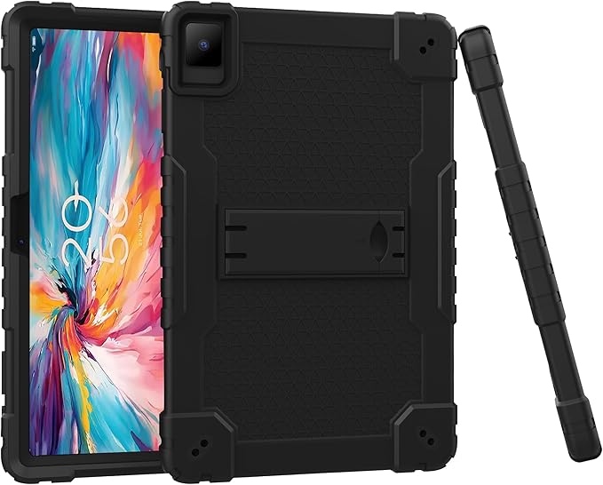 for TCL TAB 10 NXTPAPER 5G 10.4 Inch Tablet case Hybrid Shockproof Silicone Gel Protective Cover with Kickstand for TCL TAB 10 NXTPAPER 5G 10.4 Inch 2025 (9199S) (Black+2 PCS Glass)