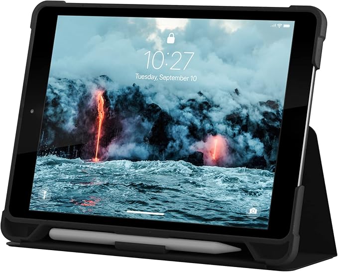 URBAN ARMOR GEAR UAG Designed for iPad 10.2 inch 9th Generation 2021 &amp iPad 8th Generation 2020 Case Black Rugged Multi Angle Viewing Stand Folio Pencil Holder Biodegradable Outback Protective Cov