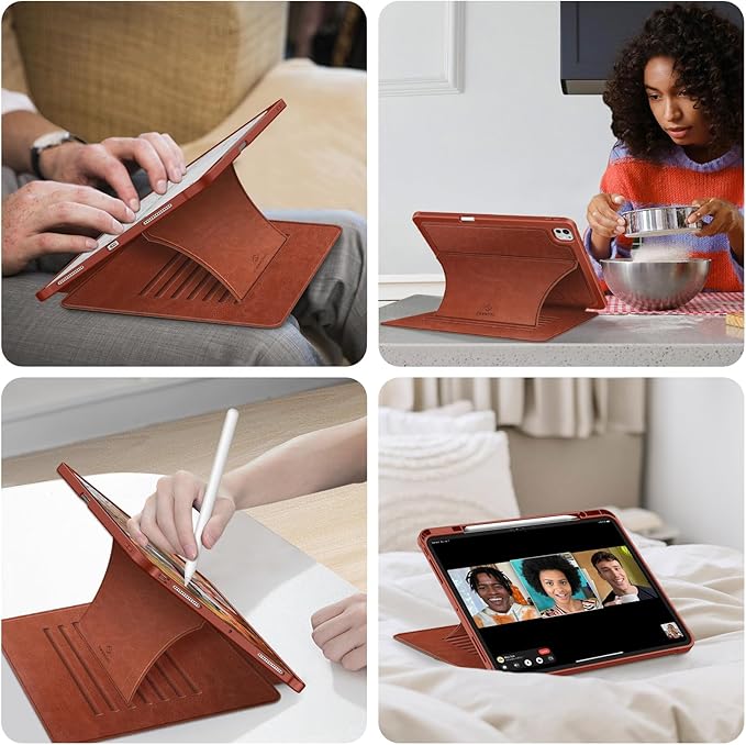 Fintie Magnetic Stand Case for iPad Pro 13-inch (M5) 2025 / (M4) 2024 - Multiple Angles Shockproof Rugged Soft TPU Cover with Pencil Holder Auto Sleep/Wake Brown