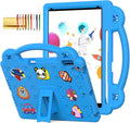 Dteck for iPad 9th/8th/7th Generation 10.2 Kids CaseCartoon Panda Shockproof Rugged Lightweight Convertible Handles Stand Kid Friendly Case with Pencil Holder for iPad 10.2 2021/2020/2019Sky Blue