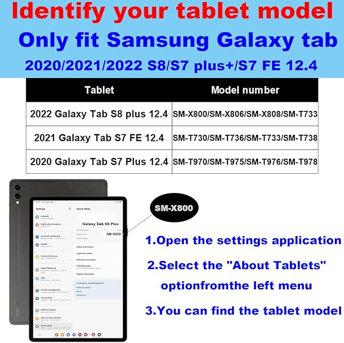 for Samsung Galaxy Tab S8 Plus/S7 Plus/S7 FE+ 12.4in Case with S Pen Holder 2020/2021/2022 Model(SM-X800/X806/T730/T736/T970/T975) Genuine Leather Cover Protective ShellAuto Wake/Sleep.Black