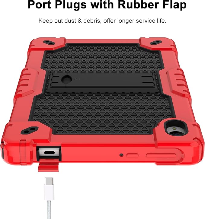 Deomoil for Urao C107/Jeazans OC101/C107 10.1 inch Tablet Hybird Case with Stand with 2 PCS Screen Protector for HiGrace C107/ZOFYWNAS C107/Freeski C107/Pswarfd 10.1 inch Tablet (Red/Black)